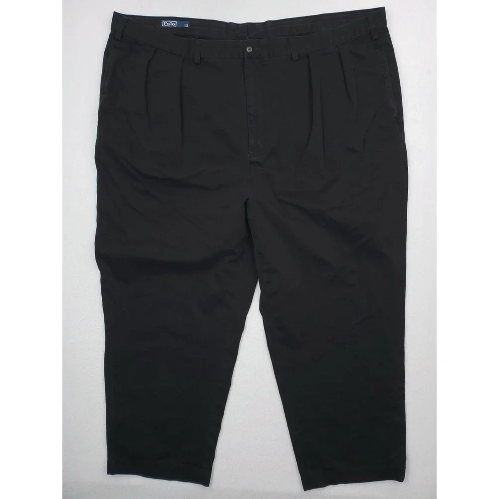 Vintage Polo Ralph Lauren Big Andrew Pants Mens 50Bx27 Black Pleated Slacks